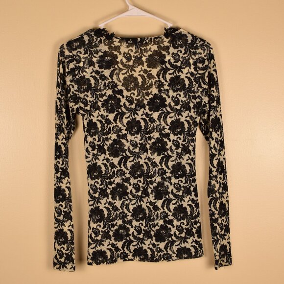 Karen Kane Lace Embroidered Floral Top Dark Romantic Date Night Whimsical Goth S - Picture 7 of 9